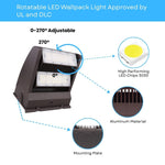 LED Wall Pack Light, 120W Rotatable Head, 5000K, 16,200 Lumens, IP65 Waterproof – Outdoor Security Lights, UL Listed, Replaces 500W MH/HPS