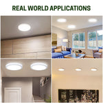 12" Ultra Thin LED Flush Mount Ceiling Light - 24W with 5 Color Temperatures 2700K/3000K/3500K/4000K/5000K – Slim 0.67in Round Surface Mount Fixture – Ideal for Laundry, Closets, Pantries, Hallways & Bathrooms - White Finish