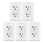 GFCI Outlets 20 Amp, Non-Tamper Resistant, Decor GFI Receptacles with LED Indicator, Ground Fault Circuit Interrupter, Wallplate Included, ETL Listed, White