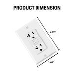 GFCI Outlets 20 Amp, Non-Tamper Resistant, Decor GFI Receptacles with LED Indicator, Ground Fault Circuit Interrupter, Wallplate Included, ETL Listed, White