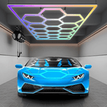 RGB Hexagon LED Garage Lights – 15 Honeycomb LED Ceiling Lights, 358 Color Modes, Remote & Smart App Control, IP54 For Gaming, Gym, Party, Bar, Studios, Hexagon Wall Light
