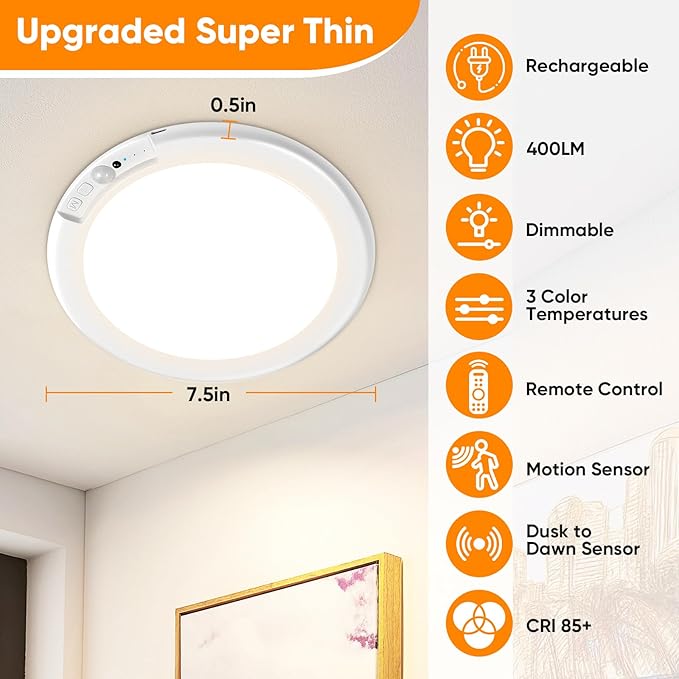 Rechargeable Motion Sensor Ceiling Light – Patel LED
