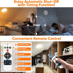 Rechargeable Motion Sensor Ceiling Light with Remote, Battery Operated Closet Light No Wiring, Wireless LED Shower Lights, 3 Colors Dimmable Indoor Overhead Lamp for Closet Shower Pantry Shed Hallway