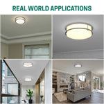 16 inch Dimmable LED Flush Mount Ceiling Light Fixture, Brushed Nickel, 26W, 2200LM, 2.7K/3.5K/4K/5K/6.5K Adjustbale, 120deg Light Angle, CRI80, Ceiling Lamp for Bedroom, Kitchen, Office, ETL Listed