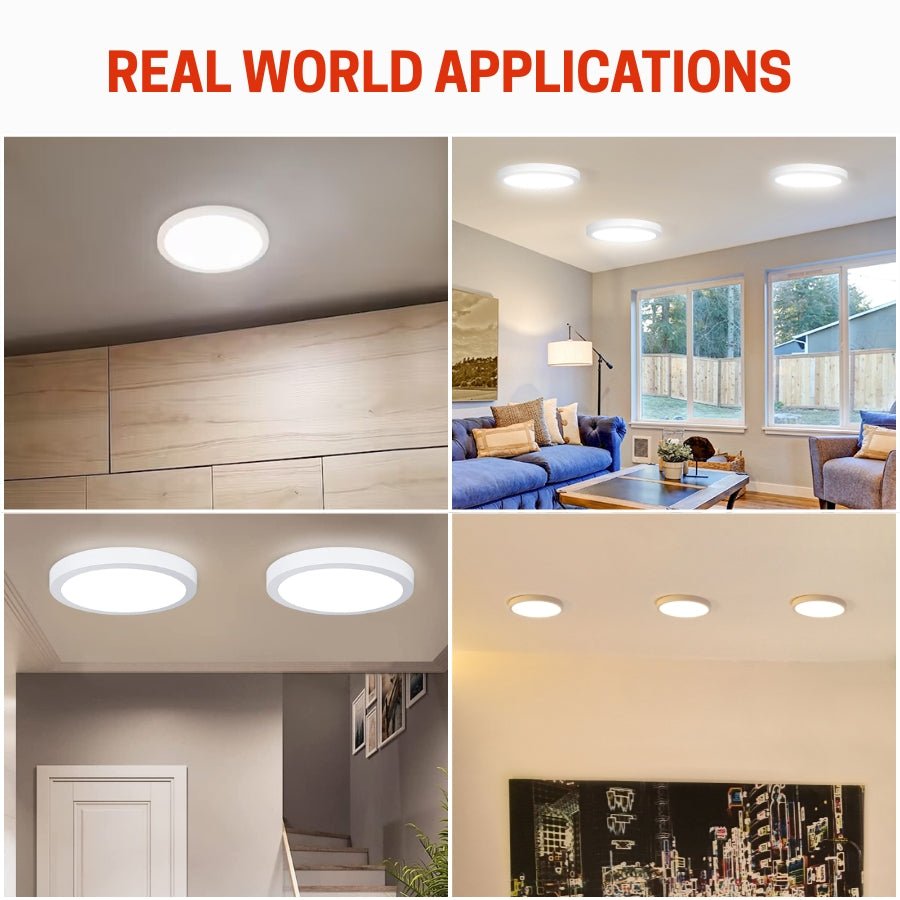 9 Inch LED Flush Mount Ceiling Light, 18W, 1860LM, 3000K/4000K/6000K CCT Selectable, Round Flat Panel Light Fixtures for Hallway, Kitchen, Bedroom, Laundry Room