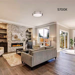 12" Ultra Thin LED Flush Mount Ceiling Light - 24W with 5 Color Temperatures 2700K/3000K/3500K/4000K/5000K – Slim 0.67in Round Surface Mount Fixture – Ideal for Laundry, Closets, Pantries, Hallways & Bathrooms - White Finish