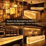 16.4ft x 9.45in Giant LED Sheet Roll, 24V 3000K Warm White Flexible Cuttable Dimmable LED Backlight Panel, Paper-Thin Plug-and-Play LED Board for Countertops, Stained Glass & Accent Walls, UL-Listed, IP20