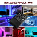 Smart LED Controller SZ900-X5, 5 in 1 RGB, RGBW, RGBCCT, CCT, DIM, Tuya LED Strip Light Controller, Bluetooth and WiFi Control, Multi-Zone Sync, Works with Alexa and Google, 12V 24V, 58A Output, 2KHz or 15KHz PWM