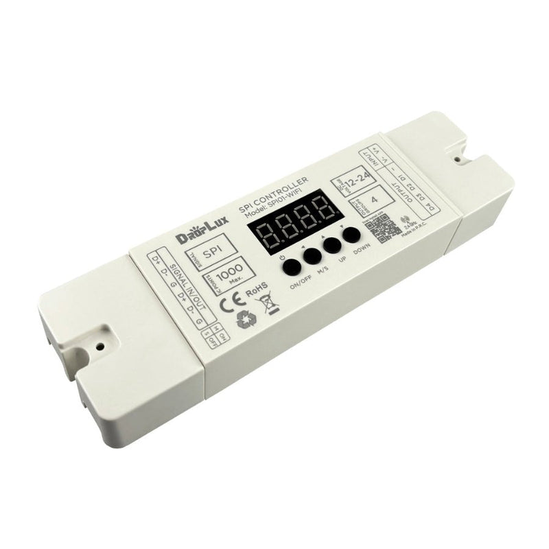 LED Strip Light Controller SPI01-WIFI - 12-24V DC, 4-Channel RGB IC, 2.4GHz RF & Tuya Smart App, Easy Smartphone & Voice Control, Wide Temp -20°C to +80°C