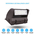 LED Wall Pack Light, 60W Rotatable Head, 5000K, 16,200 Lumens, IP65 Waterproof – Outdoor Security Lights, UL Listed, Replaces 500W MH/HPS