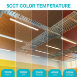 8FT Suspended Linear LED Light Fixture - 9600 Lumens, 80W, CCT Selectable, 120-277V, Dimmable, White Body