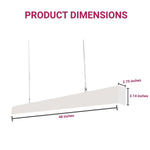 4FT LED Linear Light Fixture - Wattage Selectable 30W/40W/50W - CCT Adjustable 3500K/4000K/5000K - Dimmable Up/Down Strip Light - High Lumen Output, White Finish