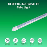 9FT LED Tube Light, 55W T8 Double-Sided, 6500K Cool White, R17D Rotatable Base, Waterproof Design, Ballast Bypass - Ideal for Bus Stops, Shopping Malls, Hotels & Sign Lighting