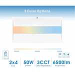 2x4 LED Flat Panel Troffer Light, Architecturally Designed Three-Dimensional Light Panel, 50W, 6500LM, 3000K/4000K/5000K CCT Selectable, 0-10V Dimmable, Emergency Backup, 100-277V – ETL Certified, Commercial Drop Ceiling Fixture