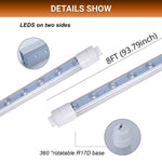 "8ft LED Tube Lights, 50W T8 Double-Sided, 6500K Cool White, R17D Rotatable Base, Ballast Bypass, Waterproof Design – Ideal for Shop Signs, Bus Stops, Hotels & Malls "