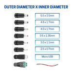 Battery Charger Power Supply - 12V 2A AC to DC Adapter, 24W Power Converter, AC110V to DC12V Transformer with 8 DC Plug Tips - Compatible with 12V 500mA to 2000mA Devices