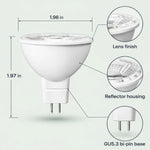 LED MR16 Bulb, 5W (35W Halogen Equivalent), 300 Lumens, 3000K Warm White, 40° Flood Beam, Dimmable, 12V Low Voltage, GU5.3 Base, UL Damp Rated, Accent & Task Lighting