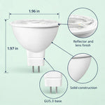 LED MR16 Bulb, 7W (50W Halogen Equivalent), 500 Lumens, 5000K Daylight White, 40° Flood Beam, Dimmable, 12V Low Voltage, GU5.3 Base, UL Damp Rated, Accent & General Lighting