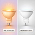 LED MR16 Bulb, 7W (50W Halogen Equivalent), 500 Lumens, 5000K Daylight White, 40° Flood Beam, Dimmable, 12V Low Voltage, GU5.3 Base, UL Damp Rated, Accent & General Lighting