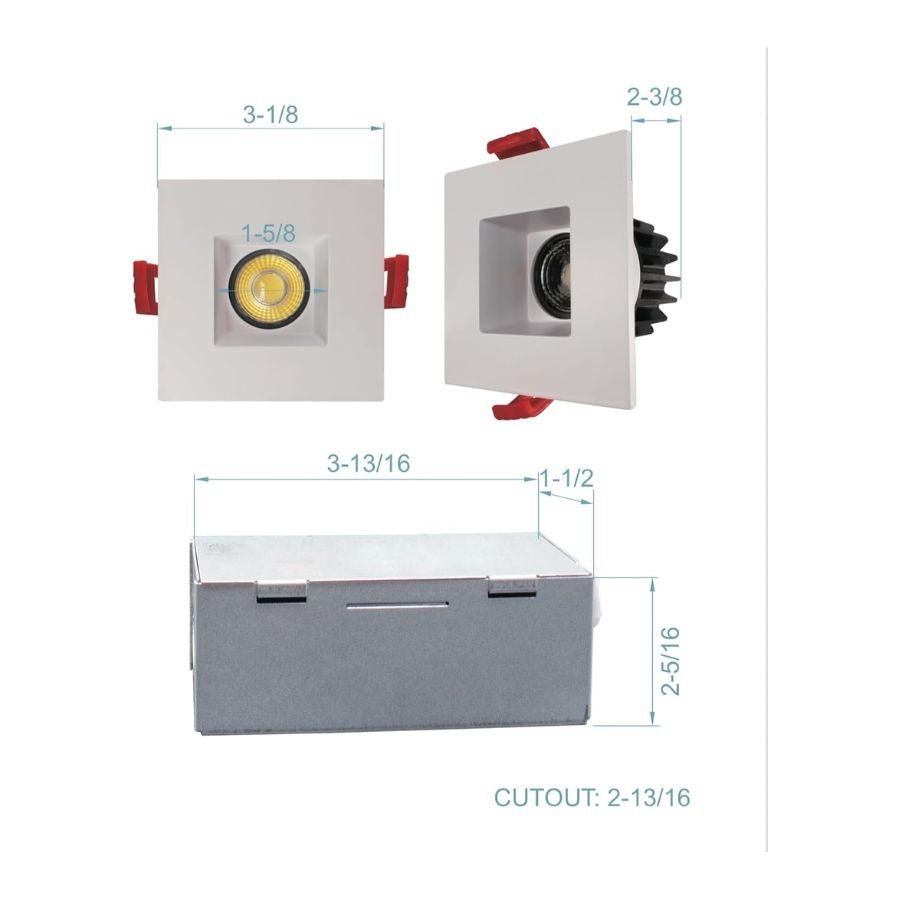 8W 2-Inch Square LED Trimless Recessed Downlight | PatelLED – Patel LED