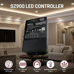 Smart LED Controller SZ900-X5, 5 in 1 RGB, RGBW, RGBCCT, CCT, DIM, Tuya LED Strip Light Controller, Bluetooth and WiFi Control, Multi-Zone Sync, Works with Alexa and Google, 12V 24V, 58A Output, 2KHz or 15KHz PWM