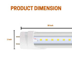 LED Tube Light Fixture, 3FT, 15W, Type A+B, 5000K, 140LM/W, 0-10V Dimmable, Single-End, Clear Cover, G13 Base, 100-277V AC, Aluminum/PC, Safety Fuses, ETL Certified