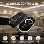SZ100 LED Sync Dimmer Smart LED Controller RGBW RGBCCT CCT DIM Input/Output Voltage 12-24VDC Wired & Wireless Sync Bluetooth WiFi Tuya Alexa Google Compatible
