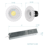 1 Inch 7W Round LED Trimless Downlight with Junction Box, 600 Lumens, 2700K/3000K/3500K/4000K/5000K Selectable, AC120V TRIAC/ELV dimmers, White Trim, IC Rated, CRI 90+ Wet Location ETL Listed