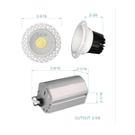 2 Inch 8W Round LED Trimless Downlight With Junction Box, 700 Lumens, 2700K/3000K/3500K/4000K/5000K Selectable, AC120V TRIAC/ELV Dimmers, White Trim, IC Rated, CRI 90+ Wet Location ETL Listed