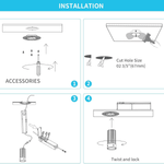 2 Inch 8W Round LED Trimless Downlight With Junction Box, 700 Lumens, 2700K/3000K/3500K/4000K/5000K Selectable, AC120V TRIAC/ELV Dimmers, White Trim, IC Rated, CRI 90+ Wet Location ETL Listed