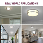 12 inch Dimmable LED Flush Mount Ceiling Light Fixture, Brushed Nickel, 16W, 1350LM, 2.7K/3.5K/4K/5K/6.5K Adjustbale, 120deg Light Angle, CRI80, Ceiling Lamp for Bedroom, Kitchen, Office, ETL Listed
